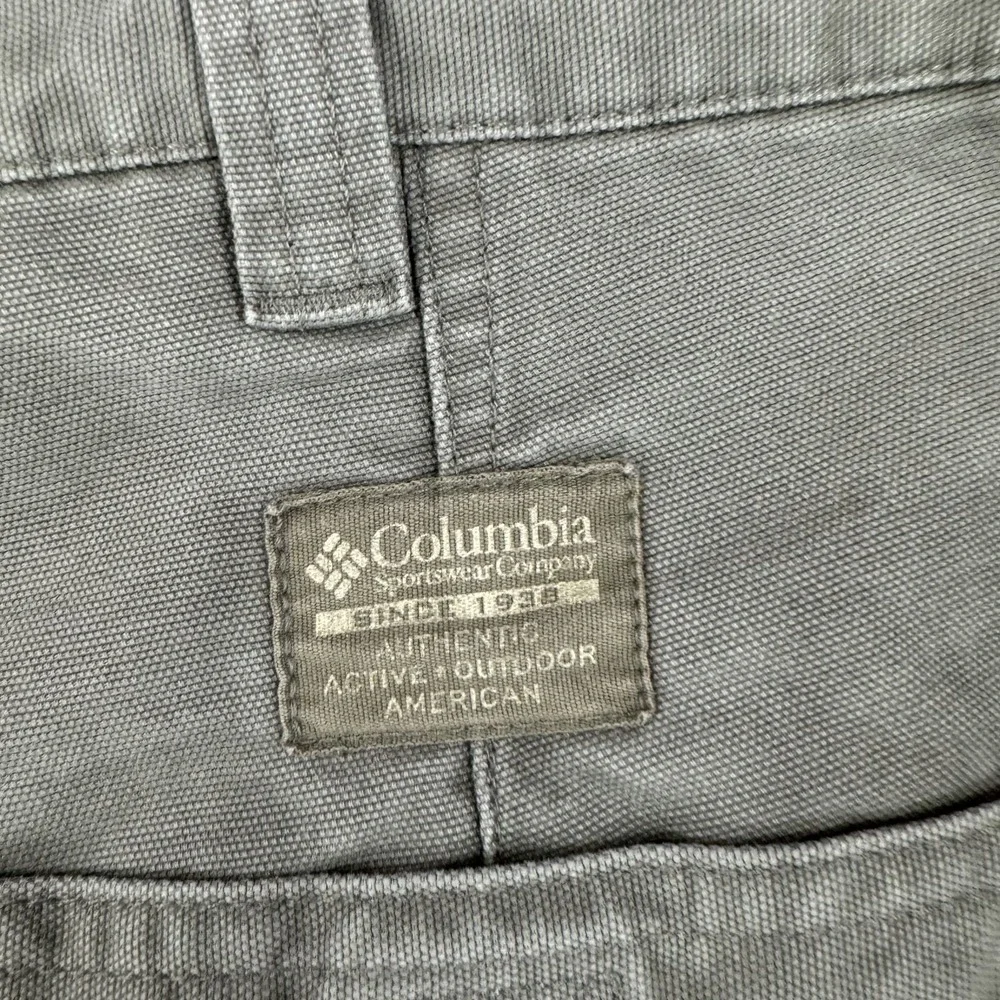 Columbia‎ Pants Mens 36x30 Gray Canvas Carpenter Relaxed Workwear Zip Pocket
